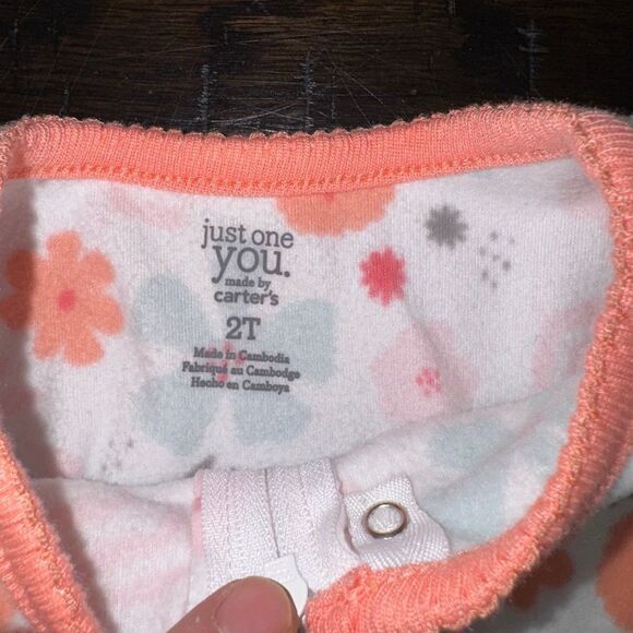 2t carters floral fleece footed pajama like new - Picture 2 of 3
